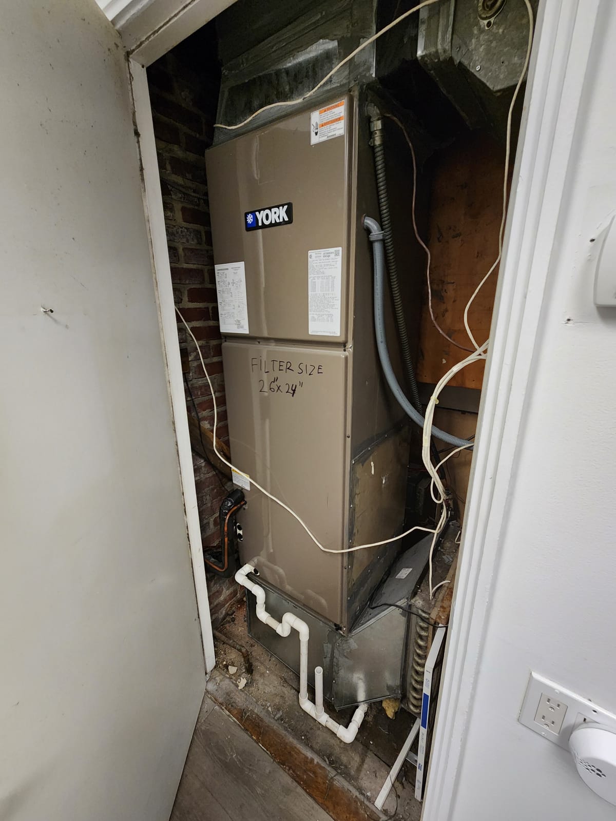 York air handler installed in closet space